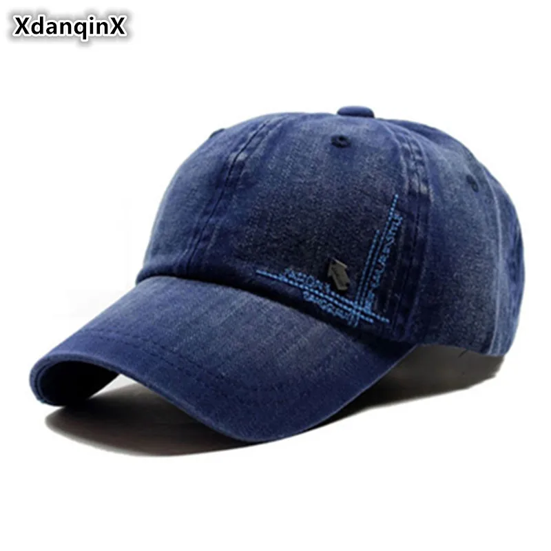 

XdanqinX Men's Cotton Baseball Caps Snapback Cap Fashion Letter Embroidery Tongue Cap Adjustable Size Washed Cotton Hip Hop Hat