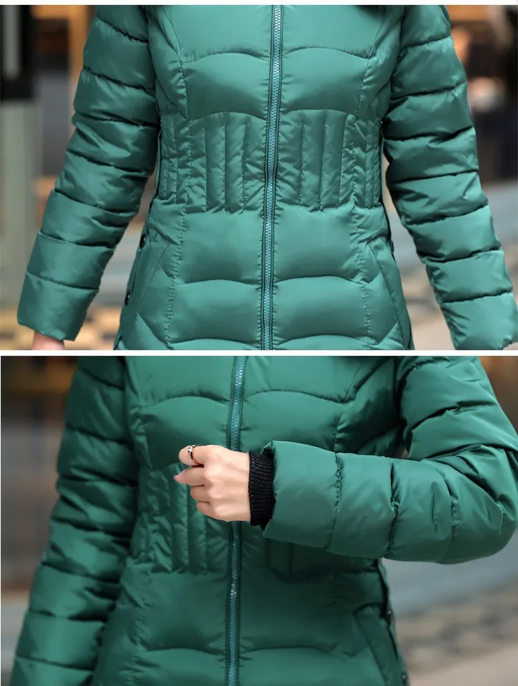 Новая модная зимняя куртка для женщин, пальто с большим меховым воротником, теплые парки Casacos, Largas Mujer Invierno WD0148