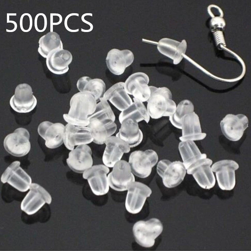 500PCS 4mm Silicone Rubber Earring Back Plugs Stoppers Nuts Findings Jewellery