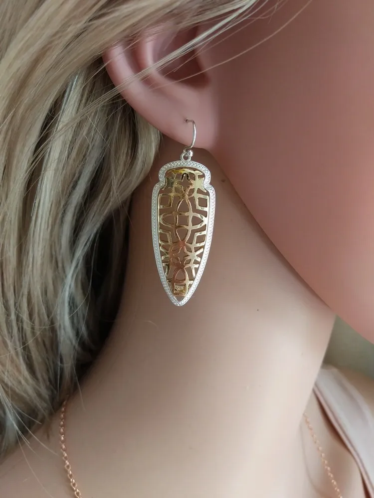 

Big Arrow Filigree Dangle Geometric Colored Combine Alloy Drop Earrings