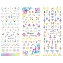 3 упаковки/партия наклейки для татуировки ногтей водная наклейка для дизайна ногтей слайдер олень Алмазный цветок бабочка счастливый узел узор HOT373-375