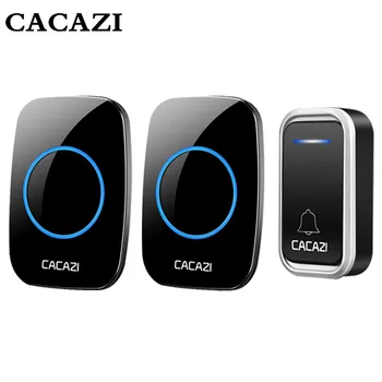 

CACAZI Waterproof Wireless Home Doorbell Smart Remote 300M LED Light Battery Button Calling Door Bell EU Plug 38 Chime 3 Volume