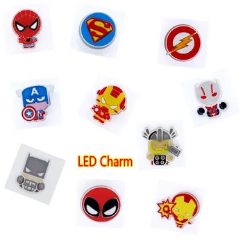 

Mixed Cartoon LED Sandal Charms Printed Buttons For Sandals Hole Lighting Glow Shoe Accessories Kids Favor