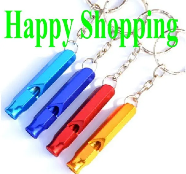 

50pcs/lot mini colorful camping hiker survival whistle key ring sports hunting whistle keychain