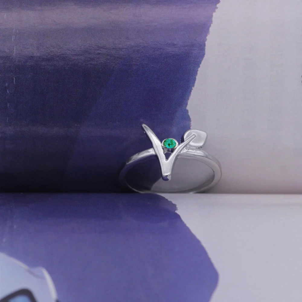 Vegan Jewelry Green Stone Vegetarian Symbol Ring Gift for Vegetarian