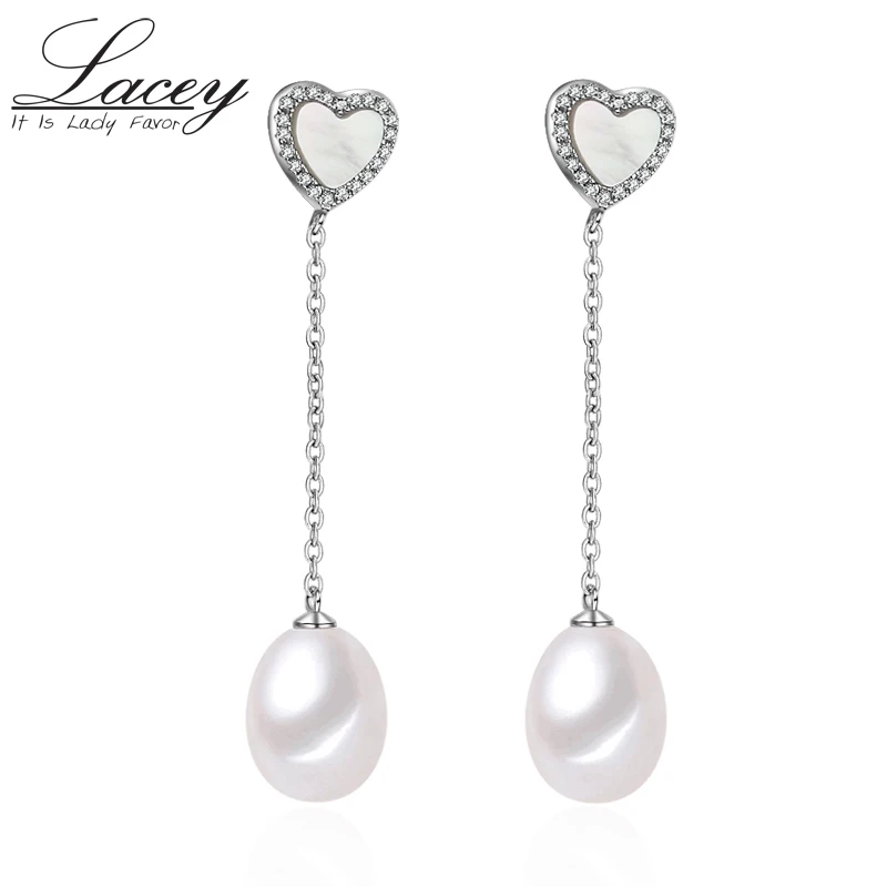 

2017 New S925 Silver Real Freshwater Pearl Earrings,Heart Drop Earrings Jewelry for women,Nice Earrings Big Natural Pearl