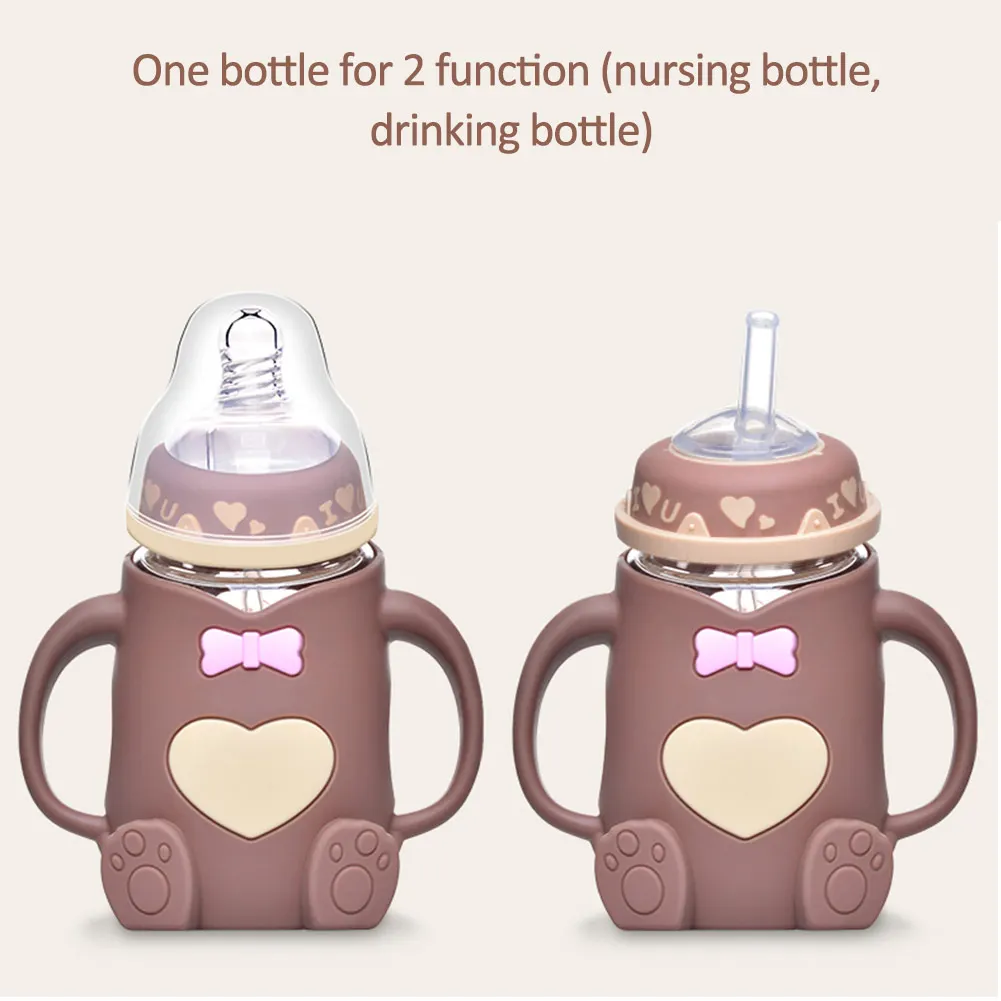 Для новорожденных Стекло маленьких силиконовые PP молока biberon кормления прокачивающая бутылок ручной держатель разрушить доказательства