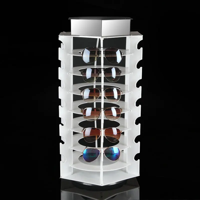 Cheap Fashion sunglasses display stand white plastic Rotating Glasses