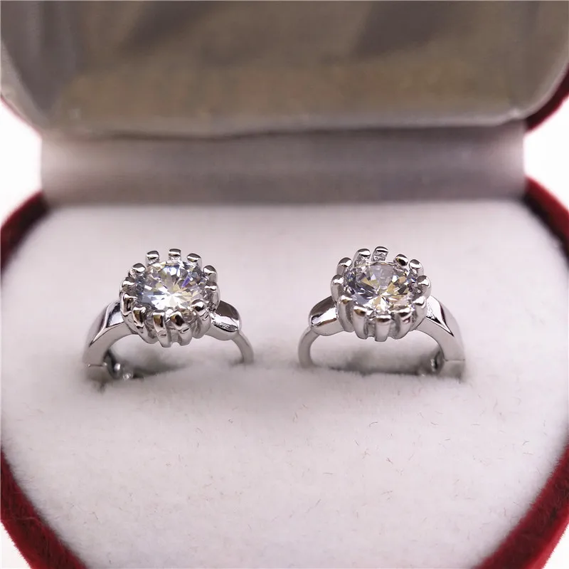 INALIS милые серьги-кольца с родиевым покрытием для женщин Подарочная установка с 5 мм круглой класс AAA+ кубический цирконий кристалл серьги I0100