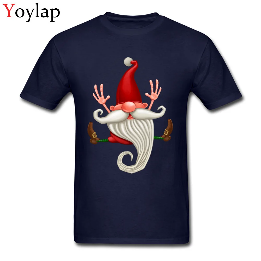 New Fashion Summer T-shirts Short Sleeve Pure Cotton Santa Claus jumping Round Neck Adult Tops Tees Funny Summer/Autumn Tee-Shirt navy