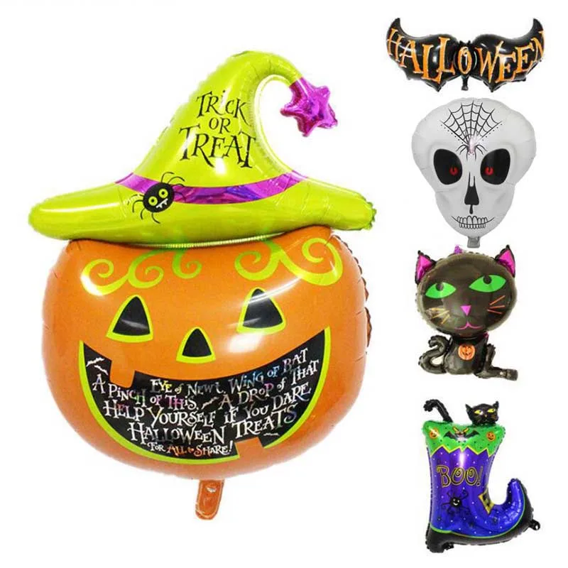 

Halloween Festival Decoration Kids Balloons Gift Props Halloween Party Accessories Cartoon Foil Bat Pumpkin Balloons House Decor