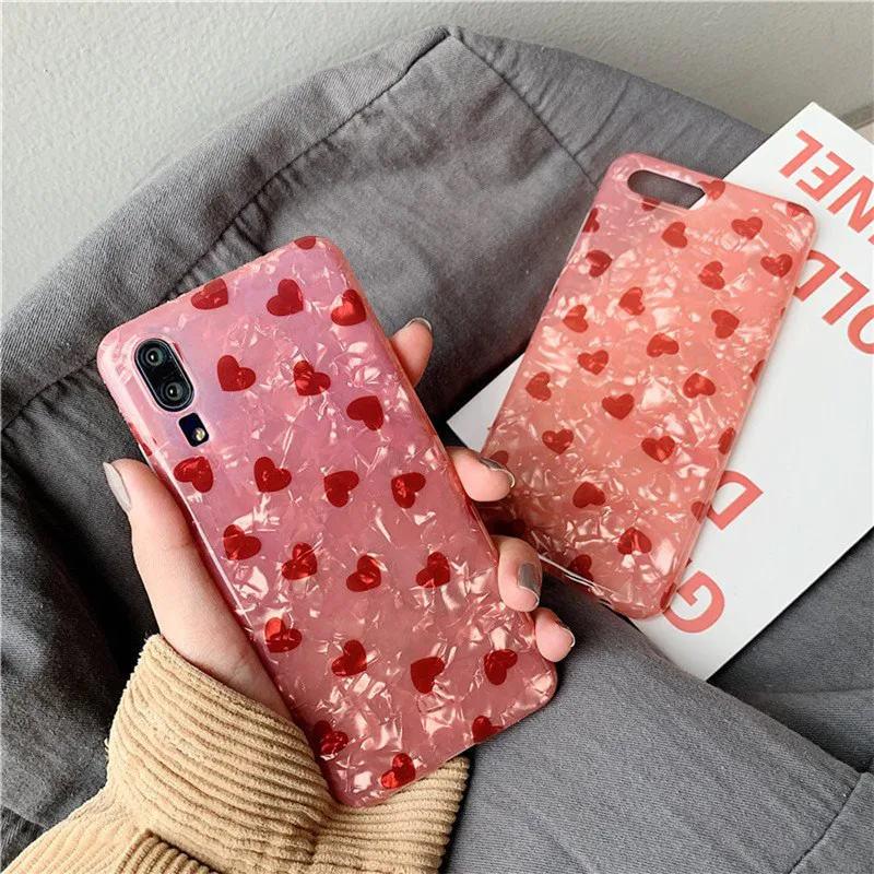 

foil heart tpu case for xiaomi mi 9 8 se lite 6 A1 A2 note 3 play glitter soft silicon cover for xiaomi redmi note 7 pro case