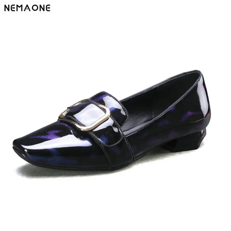 

NEMAONE Brand Spring Autumn Women Genuine Leather Pumps Buckles new Style Low Heel casual Shoes Woman Pumps