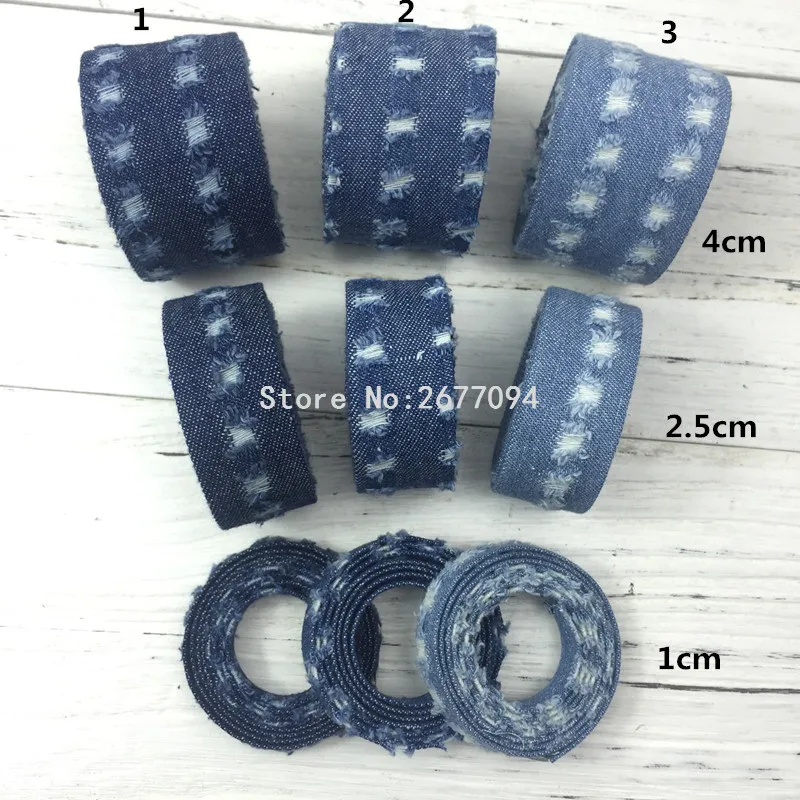 

5Meter/L 10 25mm 40mm Cowboy Jean Hole Denim Fabric Ribbon Layering DIY Webbing Craft Headdress DIY Choker Necklace Material