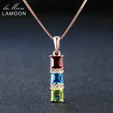 925 пробы, серебряное ожерелье для женщин, перидот, топаз, гранат, драгоценный камень, подвеска, 18 К, розовое золото, хорошее ювелирное изделие, LMNI052