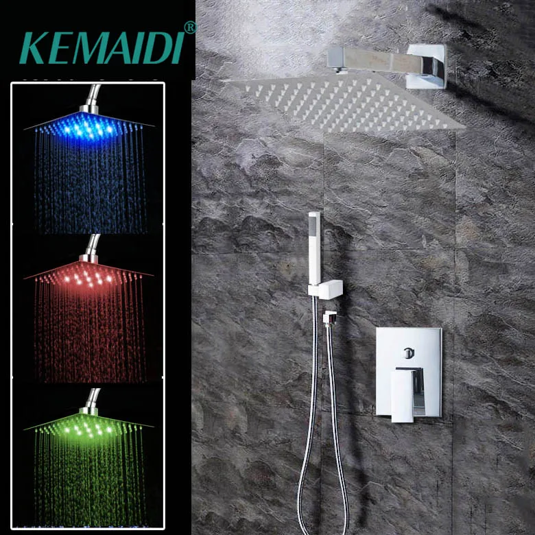 Набор для душа KEMAIDI 8 &quotLED и 8&quot без светодиода роскошный хромированный