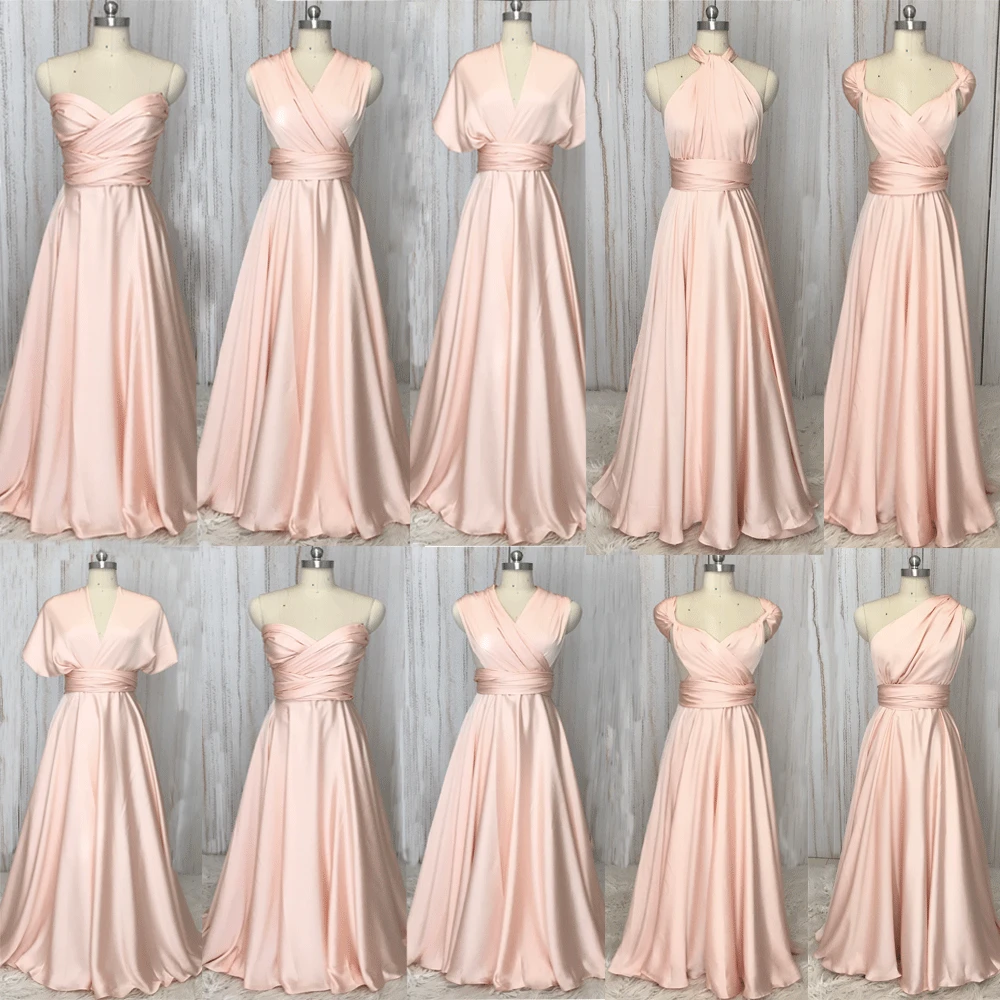 SuperKimJo платье-трансформер для подружки невесты длинные мягкие розовые дешевые свадебные платья оптом Vestido Madrinha