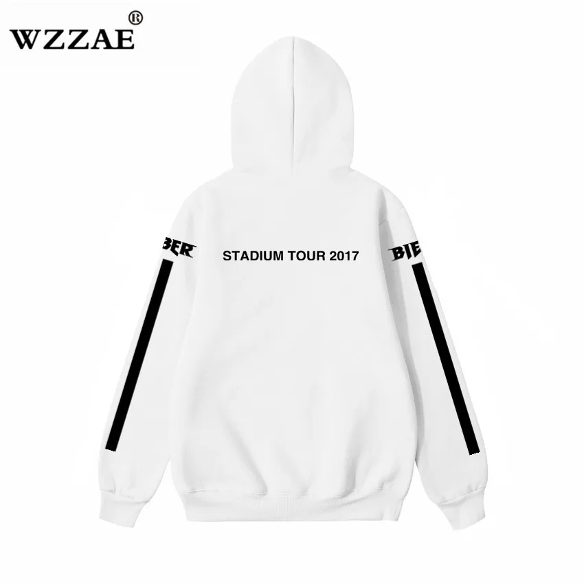2018 NEW Style JUSTIN BIEBER STADIUM TOUR Yellow Men Hoodies Hip Hop Fashion Casual Black Stripes Purpose Tour Sweatshirts S-XXL