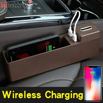 

Auto Seat Gap Filler Storage Box Car Storage box Wireless Charging Console Armrest Side Pocket Organizer Interior Accessories