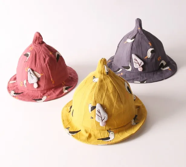 От 1 до 3 лет Детская одежда для девочек на открытом воздухе тени Шапки с милым принтом рыбацкий шляпы детские для девочки теплые модные