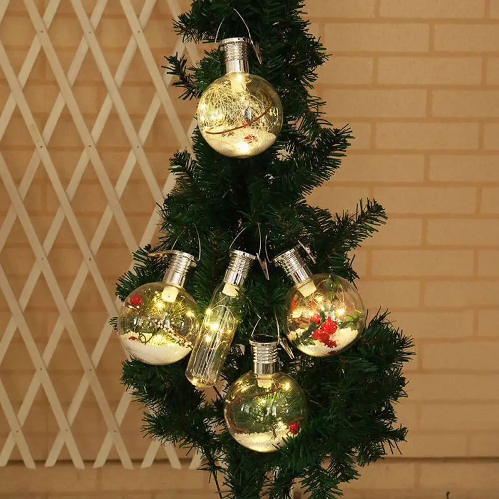 5 Светодиодная лампа на солнечных батареях шар висит ночные огни Строка лампы Рождественская елка Декор Новый
