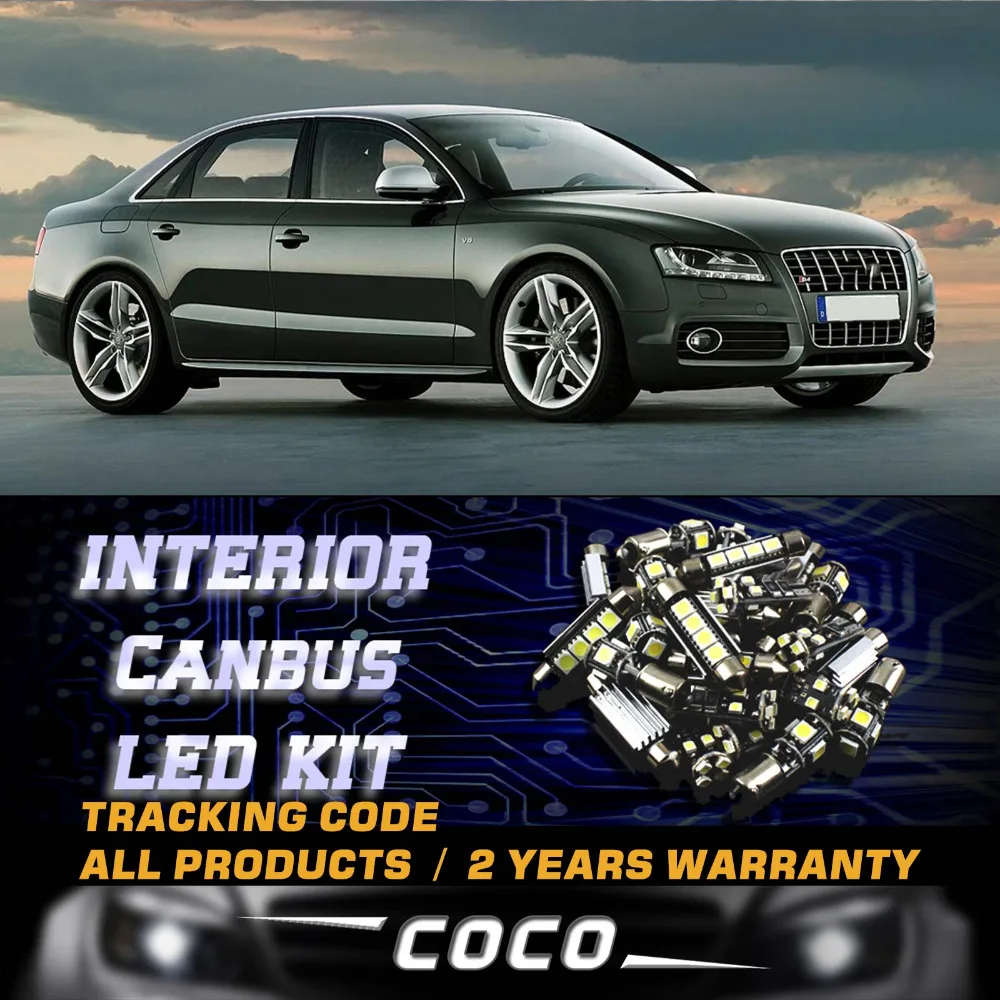 

15x LED Lights Interior Package Kit CANBUS Error Free FOR 2002-2008 A4 S4 (B6 B7) Warm White/White/Blue FREE SHIPPING #61