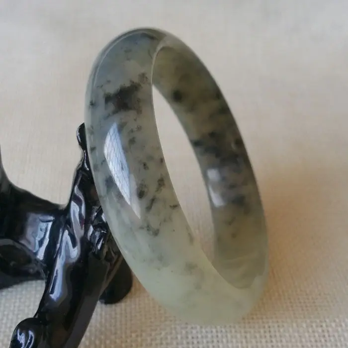 

Hot sell ->@@ 60mm Certified Grade A Chinese Natural Green Xiu Jade Gems Bracelet Bangle 6101 NEW -Top quality free shipping