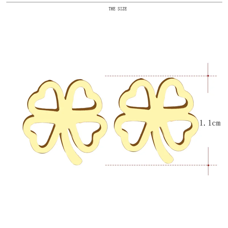 DOTIFI, серьги-гвоздики из нержавеющей стали для женщин и мужчин, полые клевера золотистого и серебристого цвета, ювелирные изделия для влюбленных на помолвку, Прямая поставка