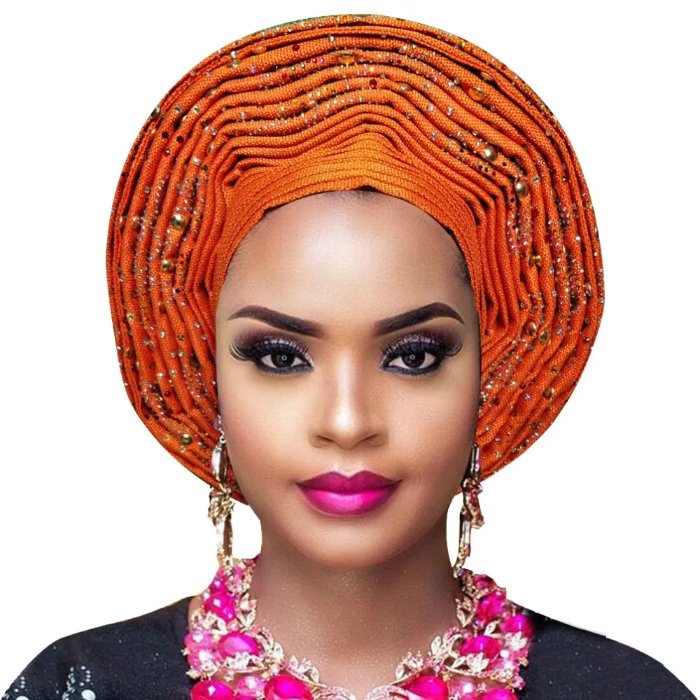 Популярная женская головная повязка aso oke auto gele для ebi африканская с