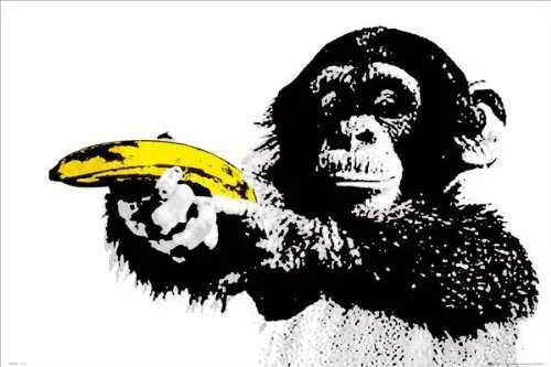 Home Decoration GB Eye Monkey Banana Print Poster 27x40cm Wall Sticker | Дом и сад