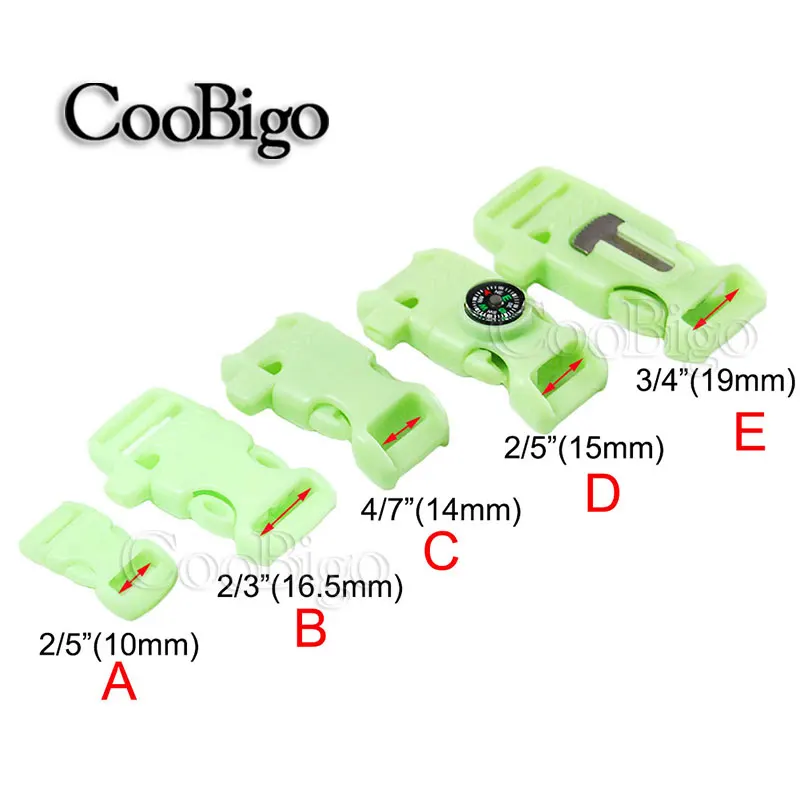 10 шт. изогнутая и плоская 3/8 &quot5/8&quot 3/4 &quotбоковая пряжка свисток светится в