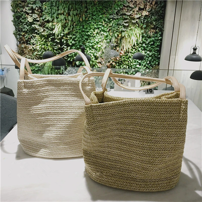 

2018 New Summer Women Handmade Rattan Woven Handbag Vintage Retro Straw Rope Knitted Lady Fresh Paper Bag Summer Beach Tote