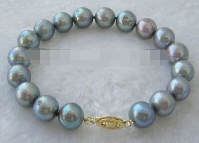 

xiuli 00506 8" 9-10mm peacock green freshwater pearl bracelet-14KGP