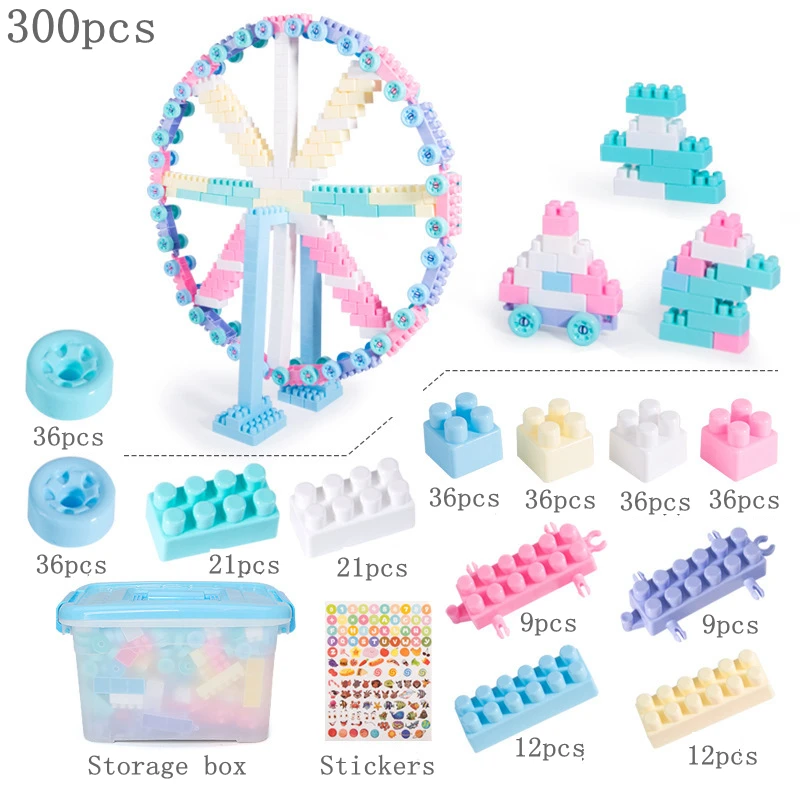 

300pcs DIY Big Particle Building Blocks Creative Bricks Model Figures Educational Toys For Kids