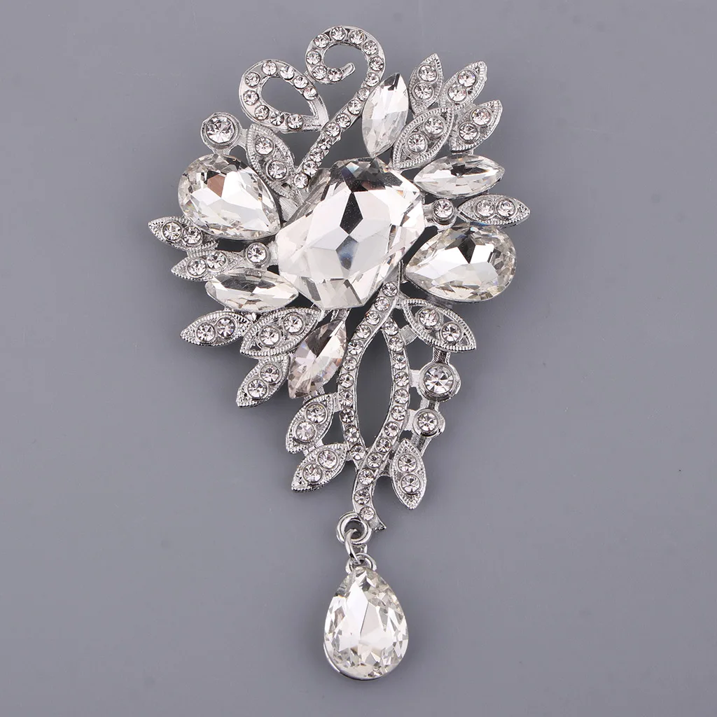

1 Crystal Rhinestone Brooch Pin Silver Women/Men corsage Flower Brooches for Wedding Bridal Party Dress Bouquet Pin boutonniere