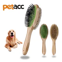 

Petacc High quality Bamboo Dog Brush Dual Sided Pet Brushes Bristle Brush For Dogs And Cats Green And Burlywood