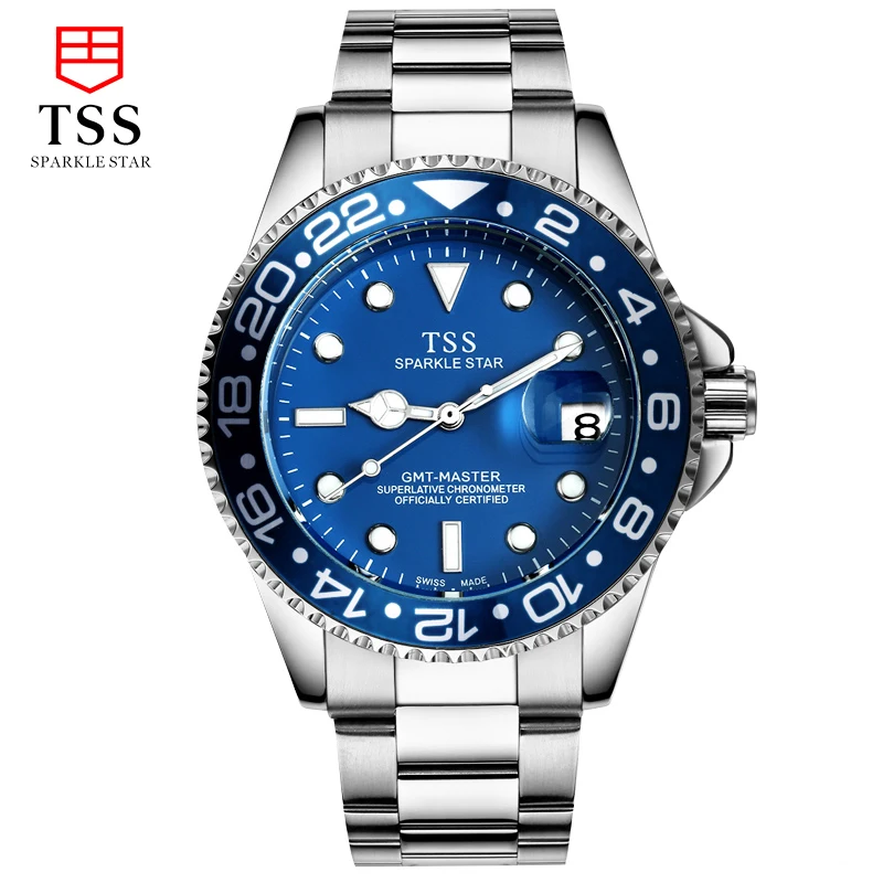

TSS Diving watch GMT MASTER superlative chronometer automatic mechanical luminous unidirectional rotatable bezel oyster bracelet