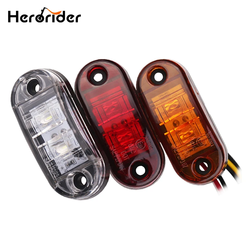 Herorider 24v 12v Amber LED Side Marker Lights For Trucks Side Clearance Marker Light Clearance Lamp 12V Red White for Trailer