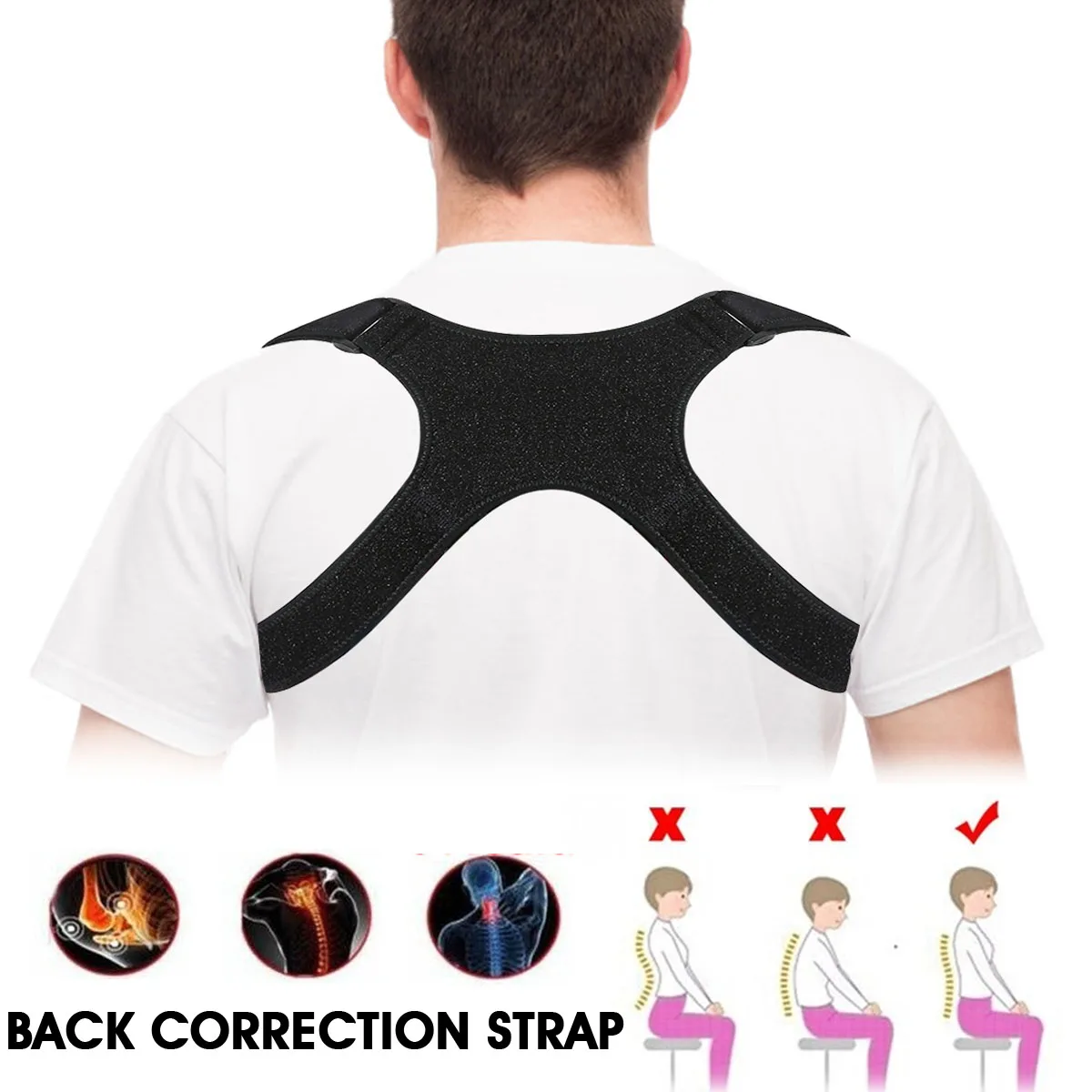 

Posture Trainer Adjustable Back Trainer Corrector Straight Holder Shoulder Brace Clavicle Support Neck Pain For Straight Back