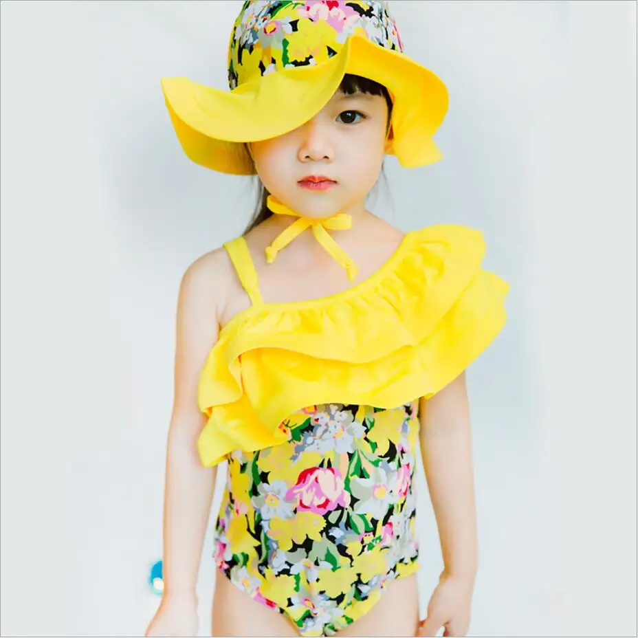 子供水着女の子水着かわいいビキニフリル幼児女の子水着水泳帽子子供用水着子供 Suit Suit Suit Girlsuit Swim Aliexpress