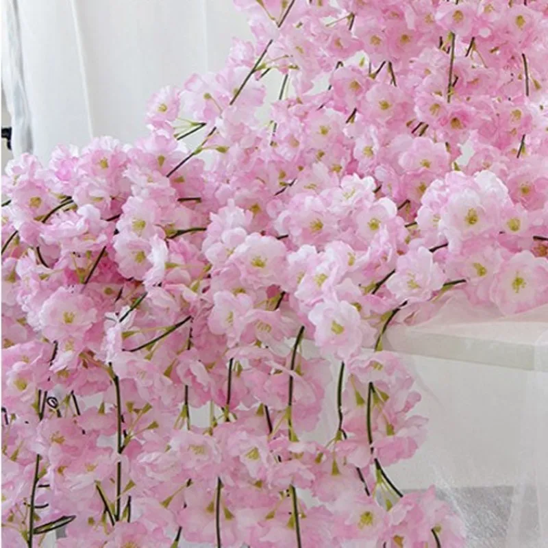 200 см Сакура вишня ротанга свадебное украшение арки лоза искусственные цветы для дома вечерние Декор Шелковый Плющ настенный гирлянда для развешивания венок