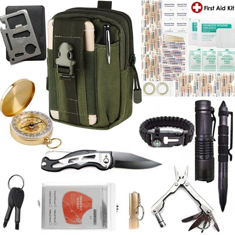

Survival kit Garget Outdoor Camping Travel kit Set Multifunction First aid SOS EDC Emergency Gear Tactical for Wilderness