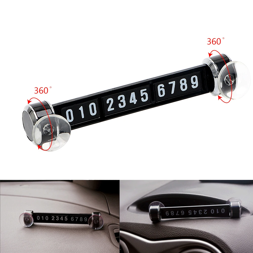 

Rotatable Car Temporary Parking Card Mobile Phone Number Card Plate Replace Strong Sucker Car Sticker DIY Double Side Magnetic