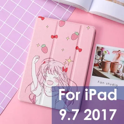 Чехол для fundas iPad mini 5/Air 3, милый мультяшный чехол из искусственной кожи для девочек, для iPad 9,7 Air 1/2 Mini 1 2 3, Магнитный умный чехол - Цвет: For IPad 9.7 2017