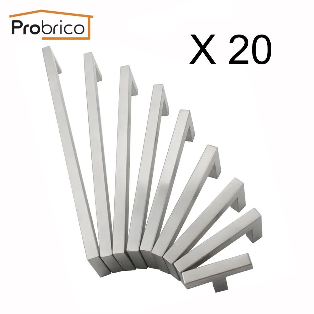Probrico 20 шт атласные никелевые ручки для ящиков шкафа дверные из нержавеющей стали