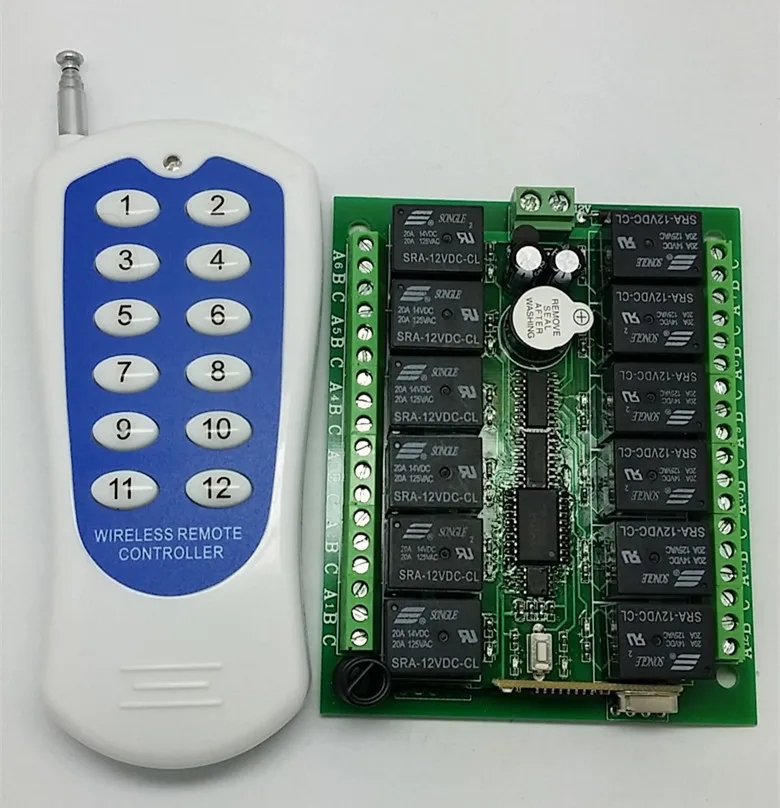 

AC/DC 12V 12 CH Channel RF Multifunction Wireless Remote 1000m Control Switch System Transmitter & Receiver 315MHz to 433MHz