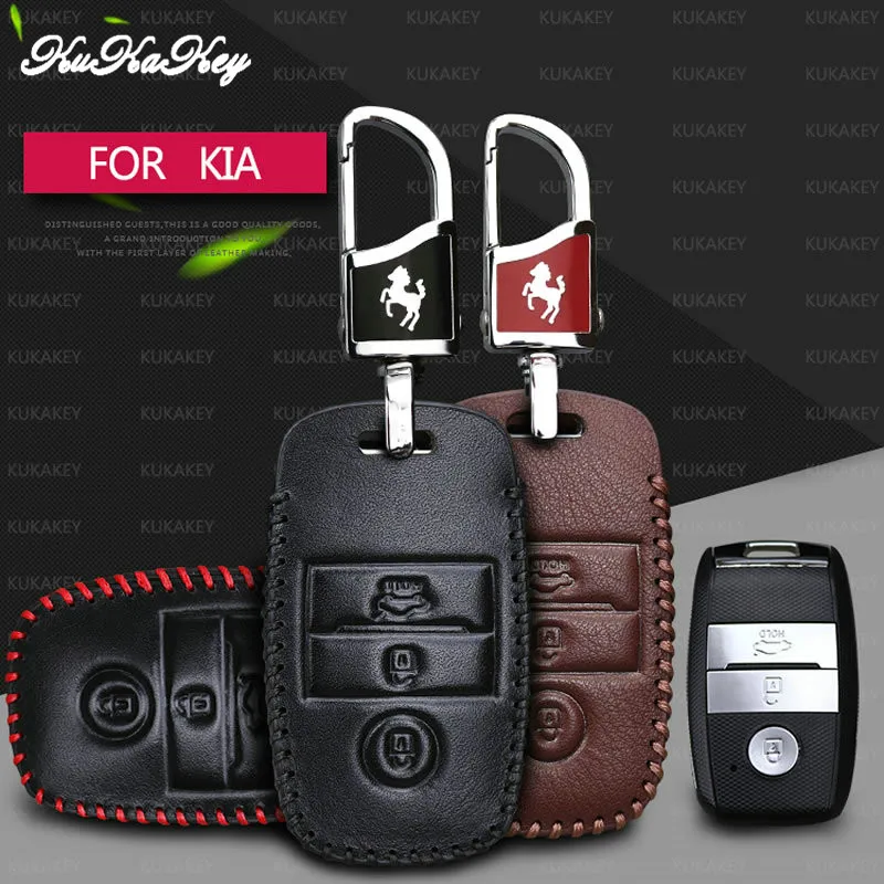 Buy KUKAKEY Leather Car Key Case Fob Cover For KIA