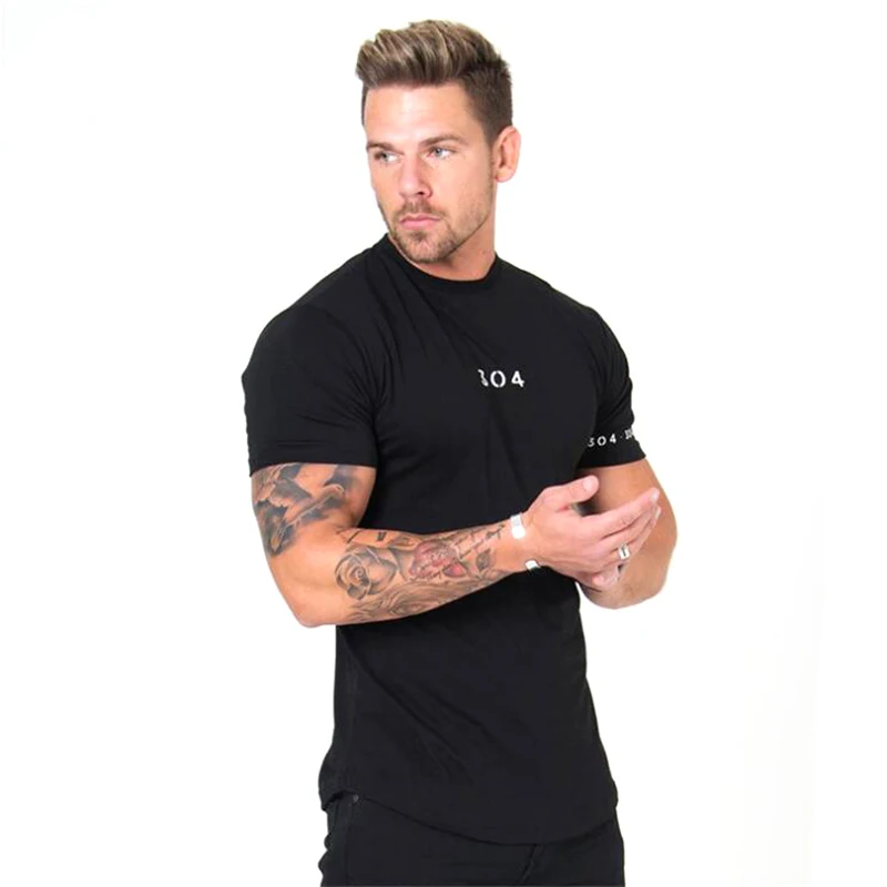 Bodybuilding Training T-shirt New Patchwork Solid Cotton Top Tees Men Running Short Shirts Slim Crossfit Clothing JRDX019 | Спорт и