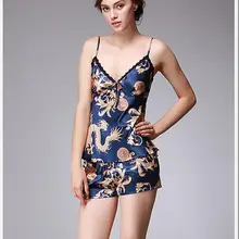 Шелковый пижамный комплект с бретельками на шее ночная рубашка с v-образным вырезом на бретельках кружевное ночное белье для женщин