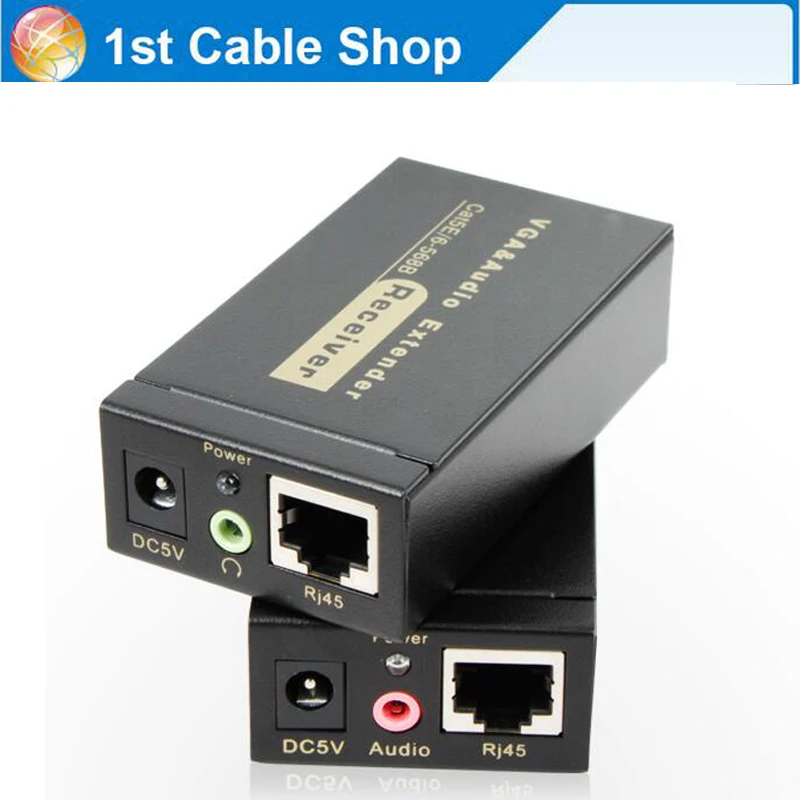 1080P VGA extender splitter by Cat5e/cat6 with audio up to 100M 330ft with power adapterin VGA